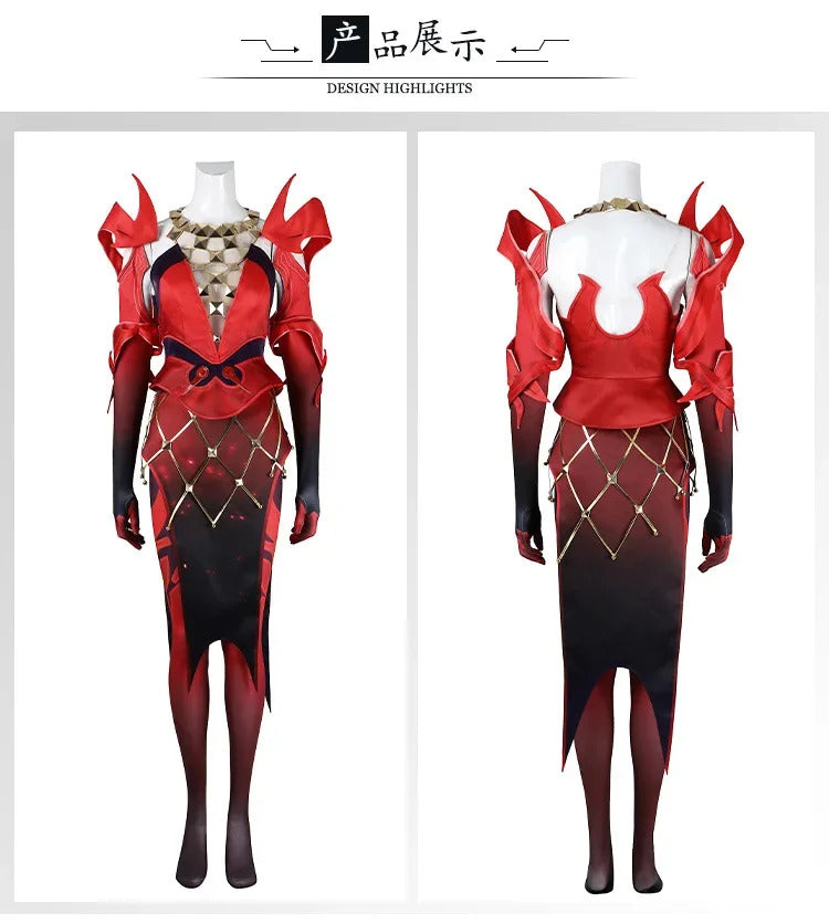 Game Rivals Scarlet Cosplay Witch Costume Emporium Matron Red Top Skirt Outfit Full Set Halloween Scarlet Fantasia Costumes
