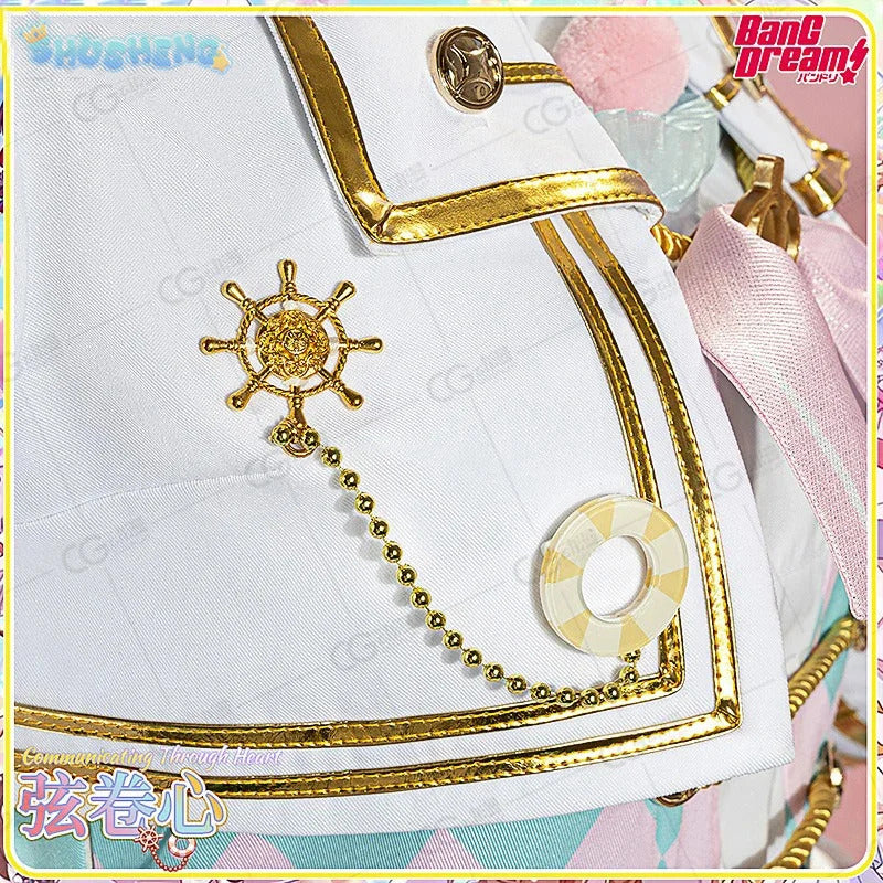 Anime BanG Dream! Kokoro Tsurumaki Cosplay Costume Dress Hat Glove Coat Hat Props Full Set Halloween Sweet Woman Lolita Uniform