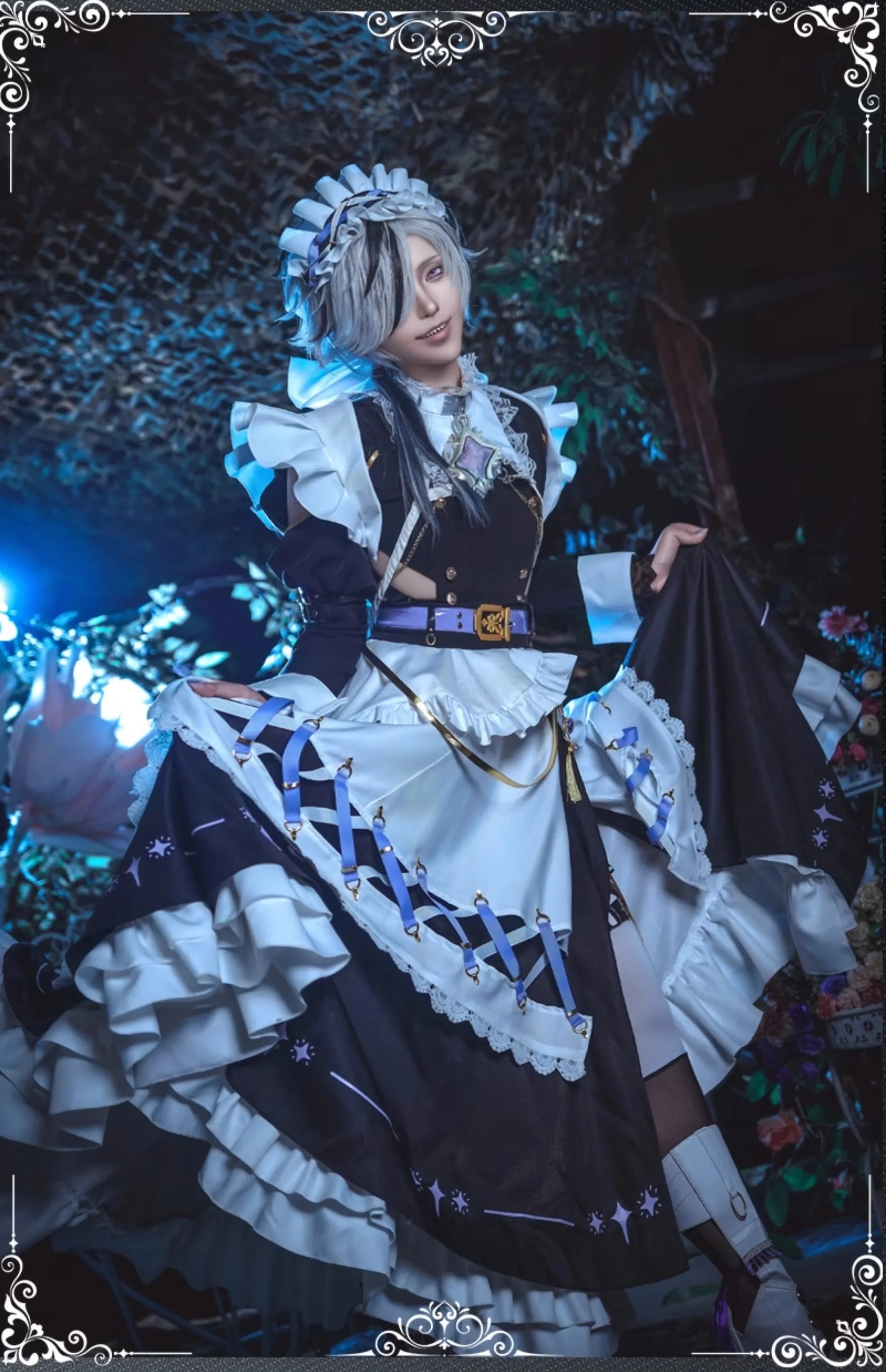 Game Nu: Carnival Blade Cosplay Costume Halloween Carnival Sweet Maid Dress Accessories Prop Set Woman Man Lolita Blade Uniform
