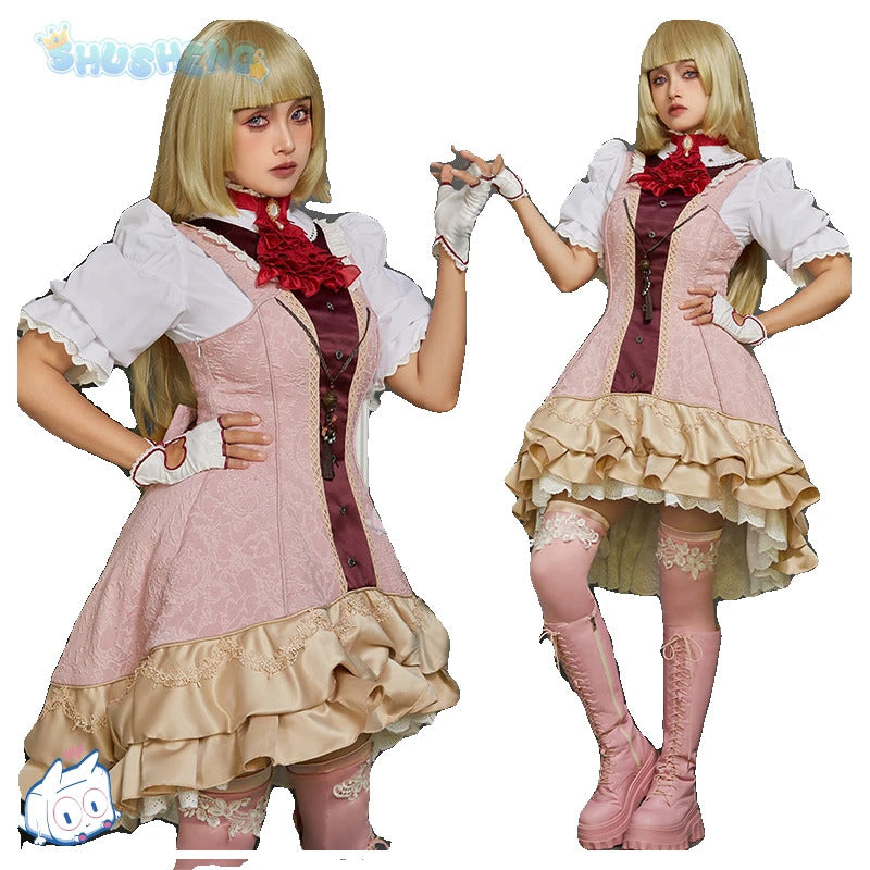 Game Tekken 8 Lili Cosplay Emilie De Rochefort Costume Wig skirt glove accessories Halloween party cute and sweet pink dress set