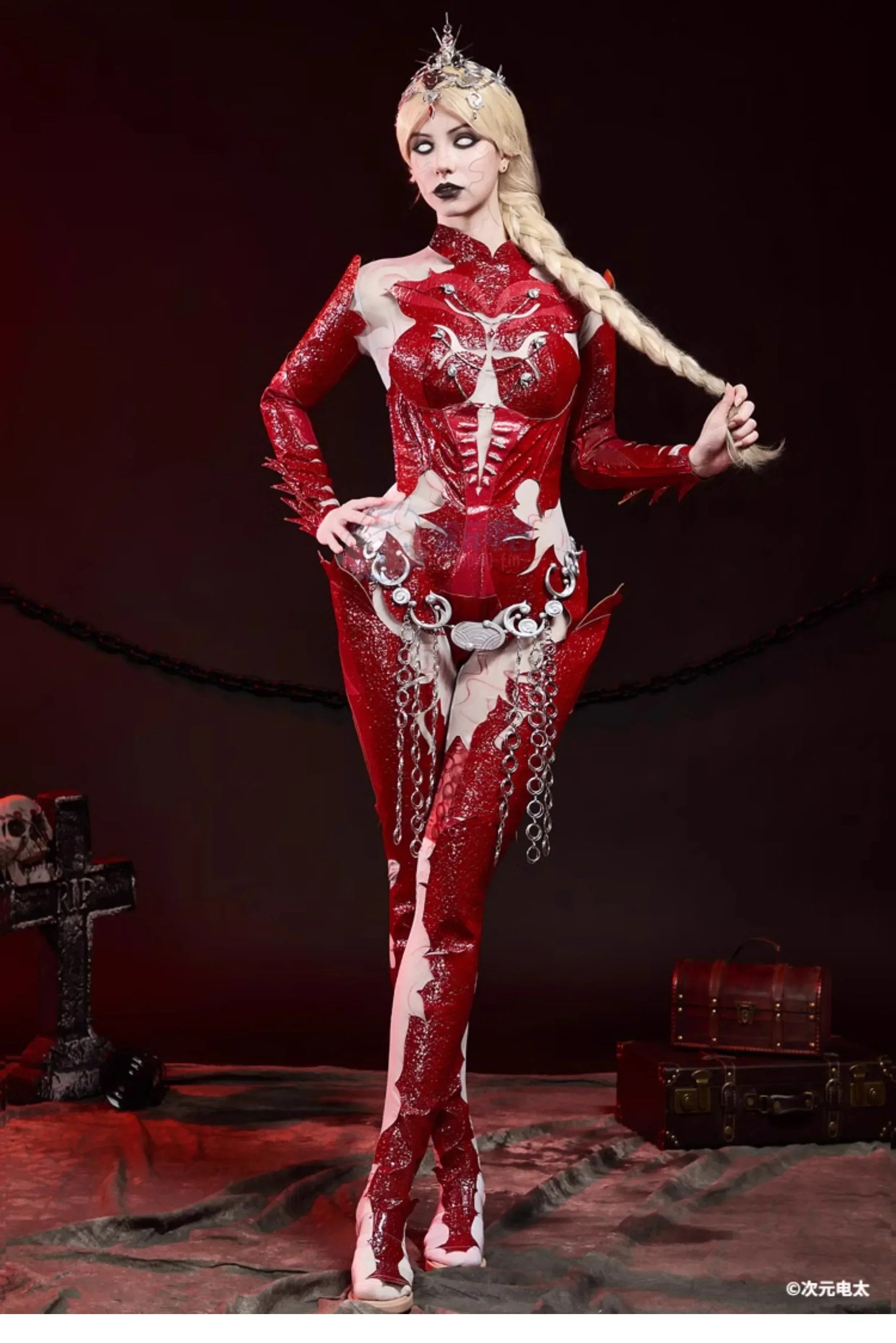 Orin The Red Baldur's Gate 3 Cosplay Costume Halloween party sexy leather blood red jumpsuit armor props wig uniform Woman set