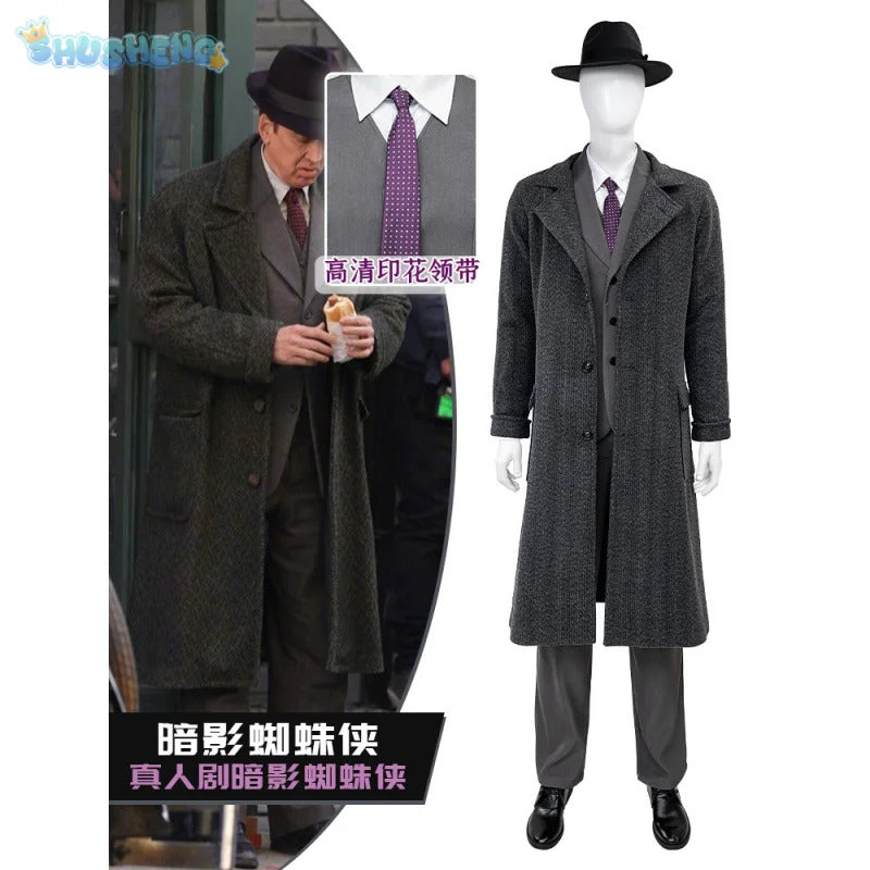 Shusheng-R Movie Noir Man Spider Cosplay Peter Parker Costume Man Fantasia suit coat vest for sale tie hat shoe set Halloween uniform