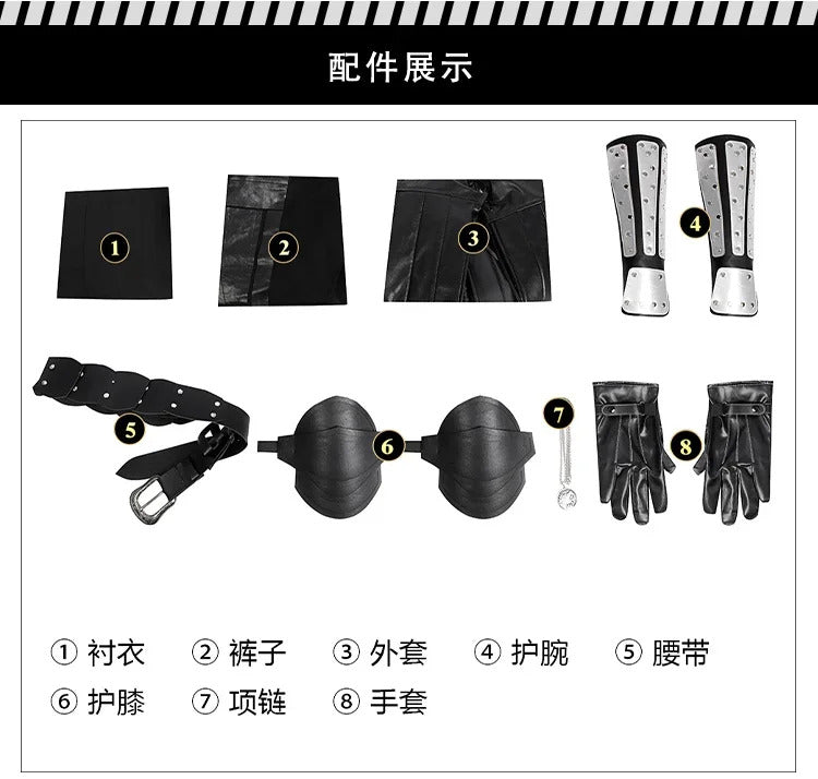 Geralt Witcher 3 Wild Hunt Cosplay Geralt Costume Men Handsome Black Leather Coat Belt Gloves Party Halloween Uniform Full Set