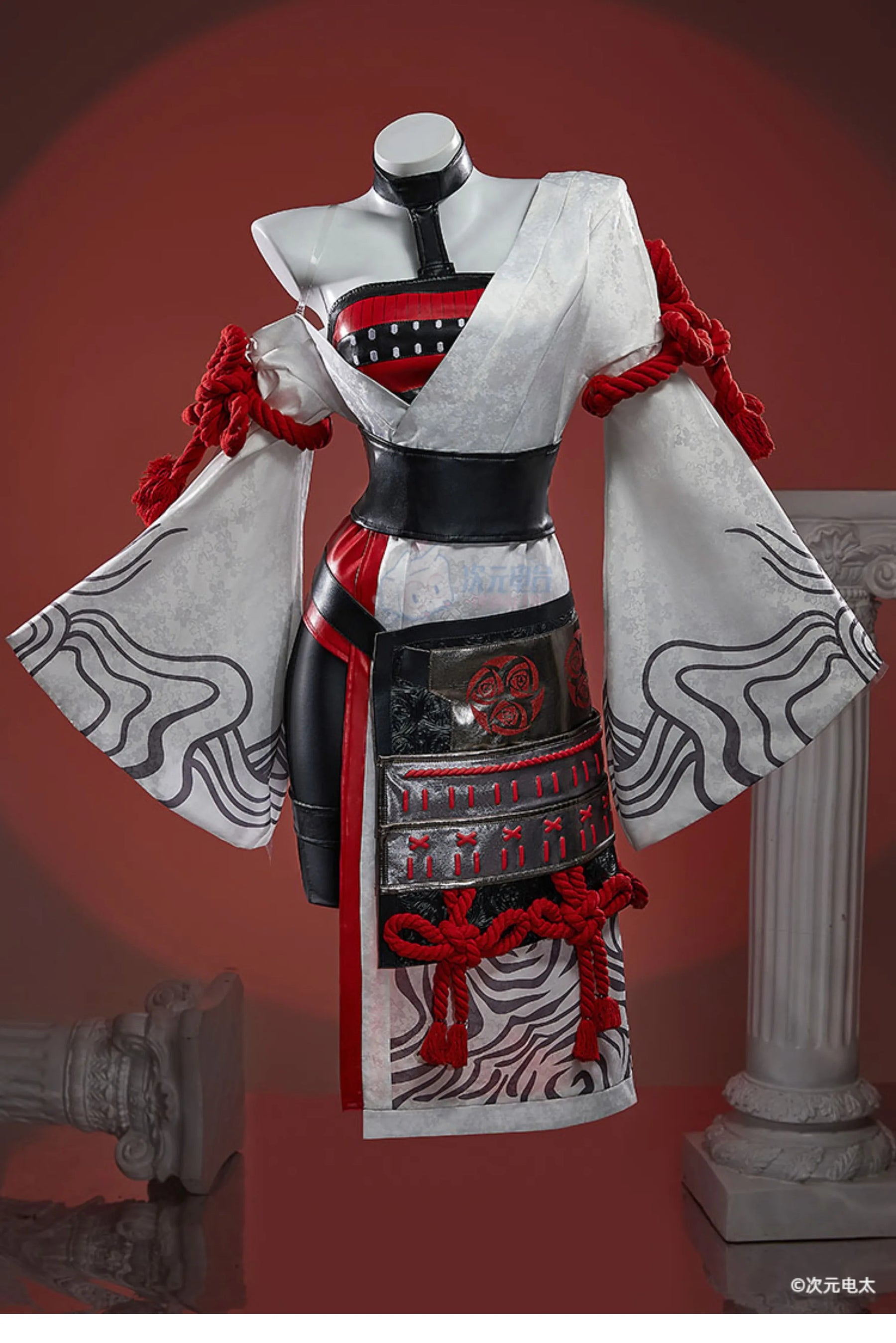 The Night Rose Hundred levels Cosplay Costume Halloween Sexy Kimono Dress Leather Pants Coat Waist Cover Gloves Set