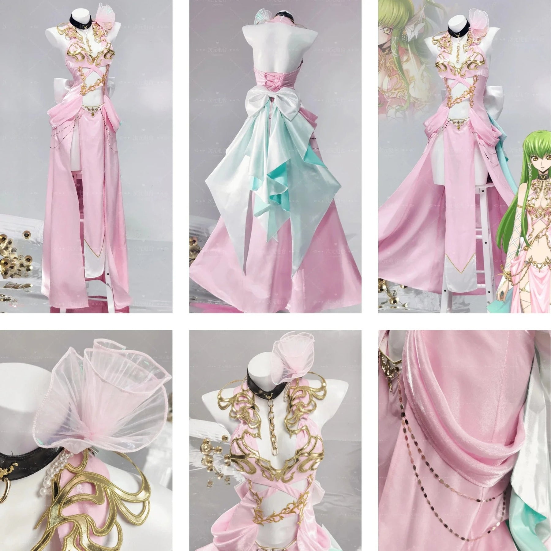 Anime C.C. Code Geass Cosplay C.C Lost Stories New Costume Halloween Carnival Sexy Long Dress Women's Sweet Wig Prop Set