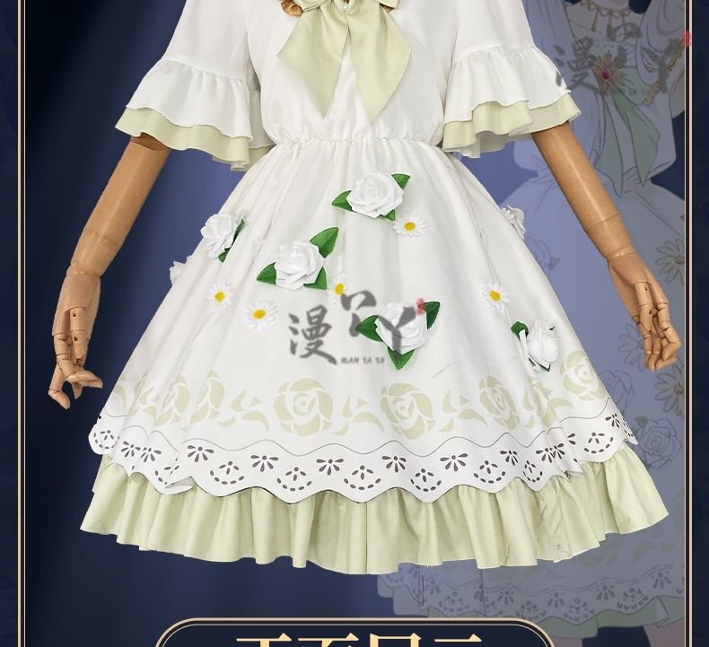 Anime Frieren: Beyond Journey's End Cosplay Costume White Flower Skirt Princess Dress Woman Sexy Masked Ball Party Suit
