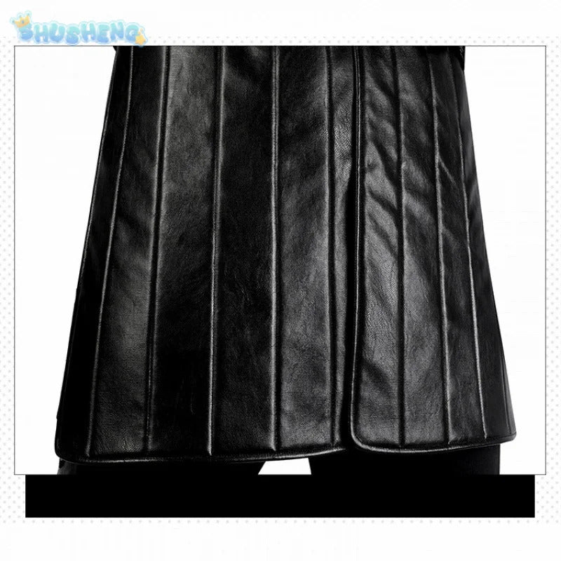 Geralt Witcher 3 Wild Hunt Cosplay Geralt Costume Men Handsome Black Leather Coat Belt Gloves Party Halloween Uniform Full Set