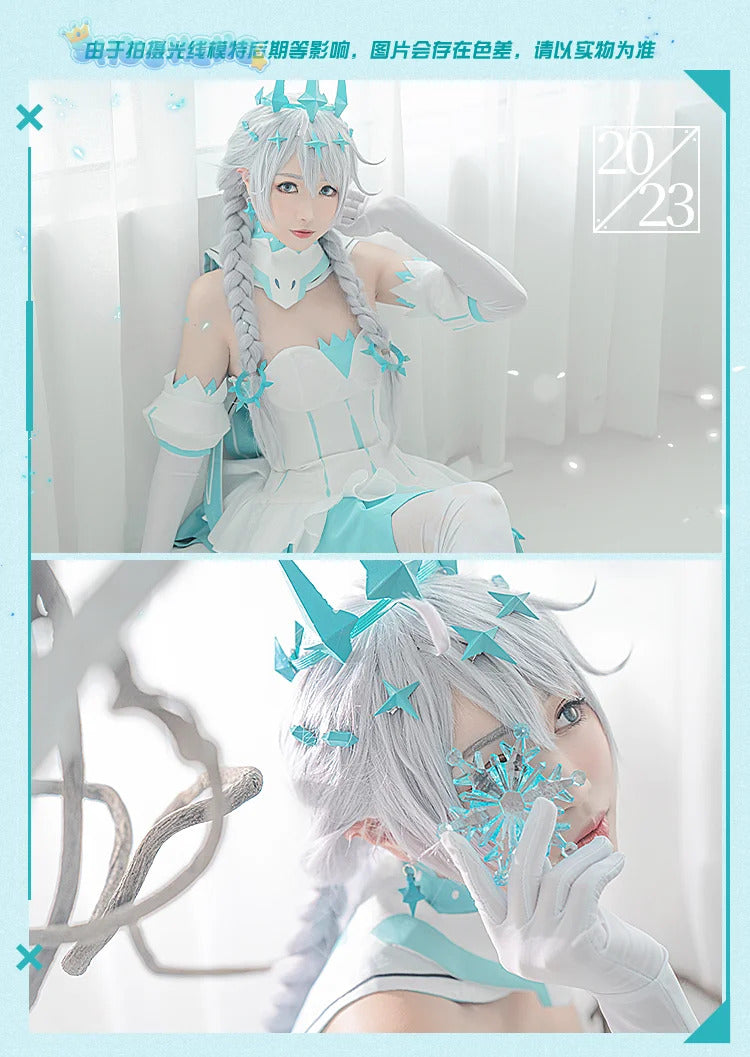Honkai impact 3rd Kiana kaslana winter Princess cosplay costume cloak and Crown props full set uniform Carnival Halloween set