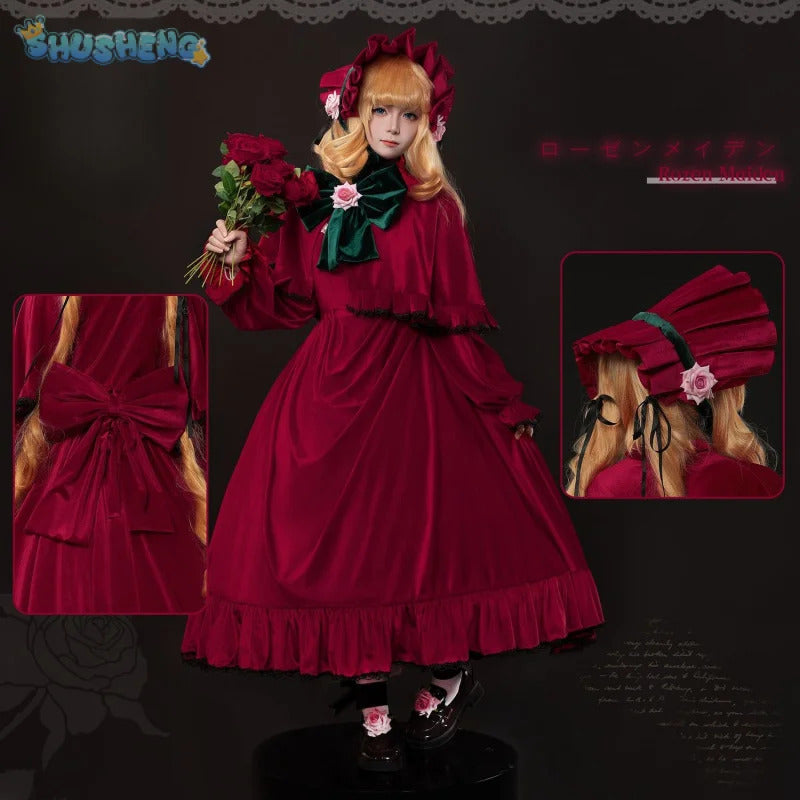 Rozen Maiden Shinku Cosplay Reiner Rubin Costume Cloak accessories Props Halloween carnival gorgeous red oversized dress set