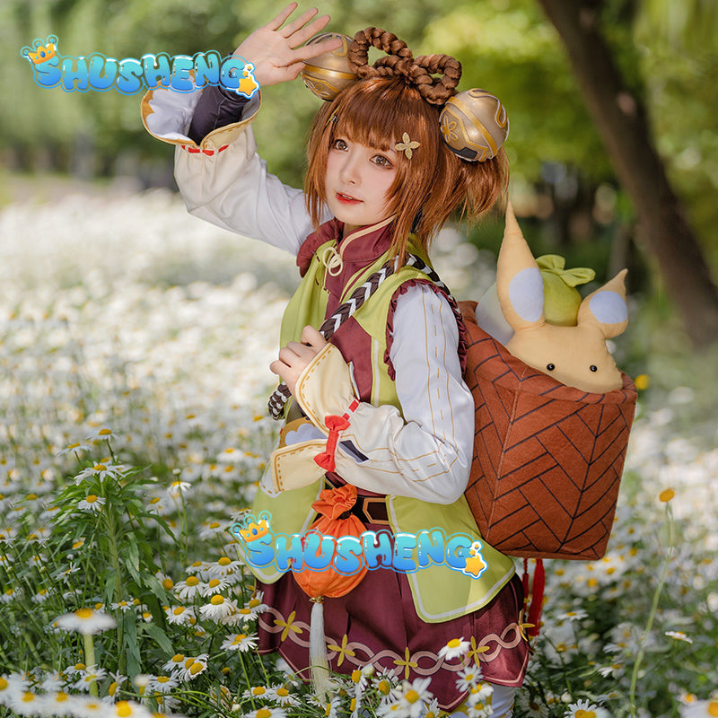 Yao Yao Cosplay Costume Game Genshin Impact Yaoyao Party Cosplay Clothes Basket Wig Anime Halloween Dress Up Battle Suit Set