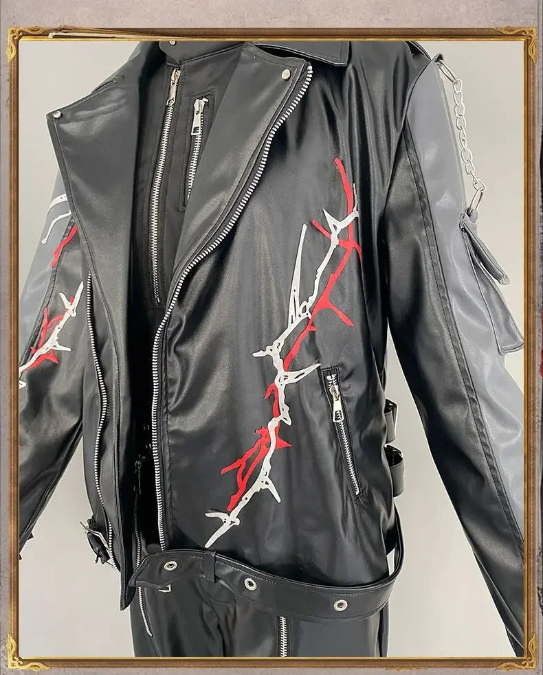 Love and Deepspace Sylus Cosplay Visitors from another world Costume Halloween Carnival Fashion Leather Props Uniform Sylus Set