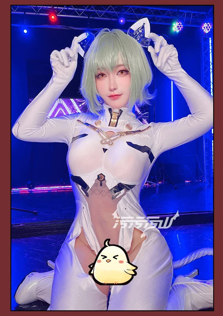 Game Azur Lane Admiral Nakhimov Cosplay Costume Women's sexy white tight fitting clothes tail props wig set Halloween uniform