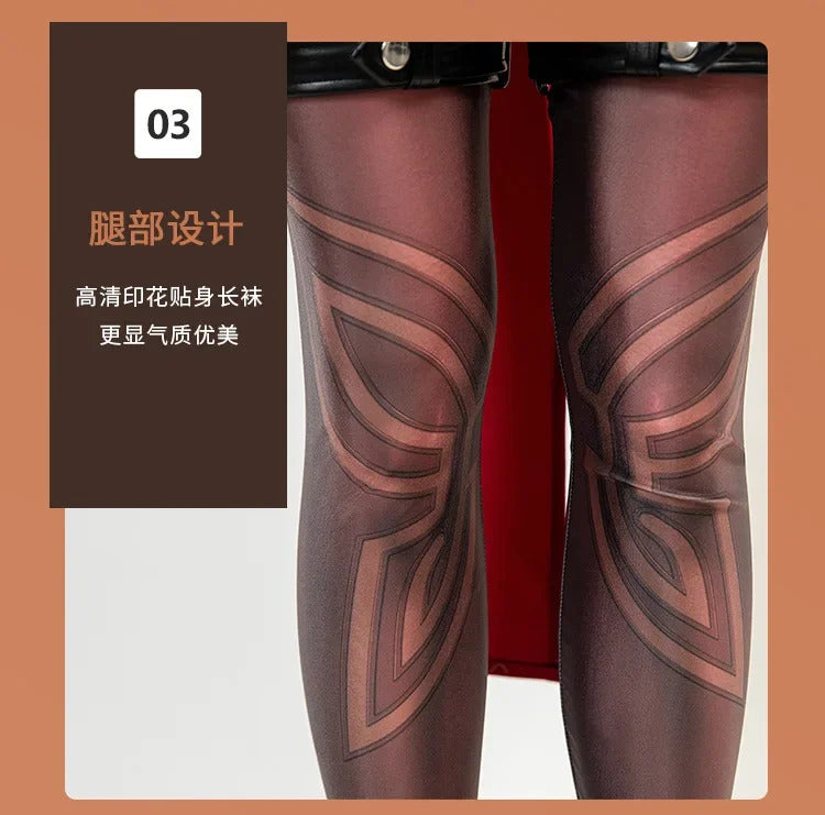 Psylocke Cosplay Rivals Red Ghost Hunter Costume Hat shoes suspender dress gloves socks prop set Halloween women fantasy uniform