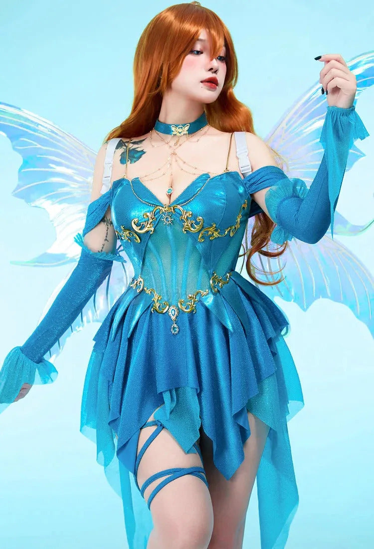 Movie New Bloom Cosplay Club Costume Halloween party sexy dress accessories prop wing set women fashion Bloom uniform