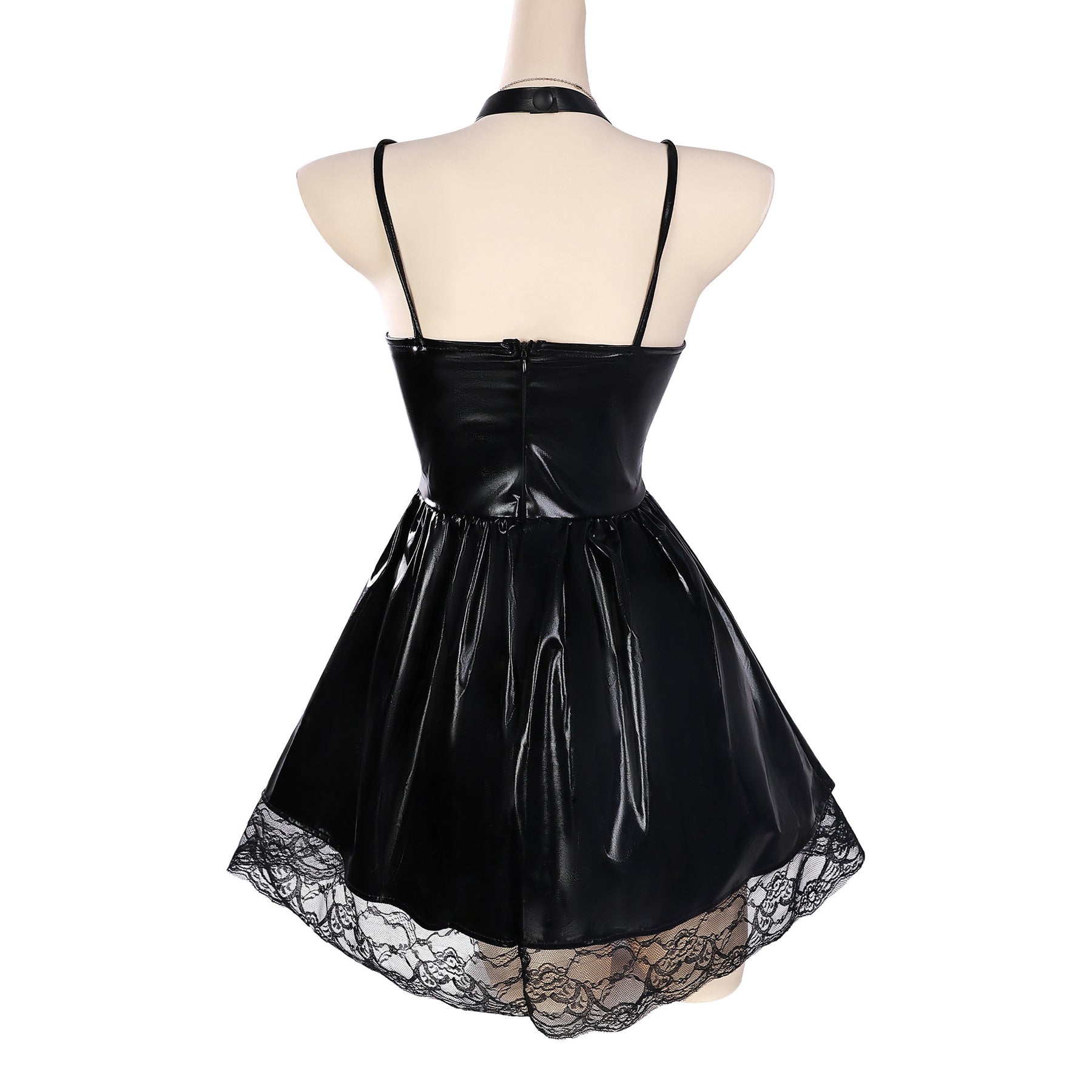 Anime Death Note Misa Amane Cosplay Costume Wig Imitation Leather Sexy Dress Necklace Lace Sleeves Stocking