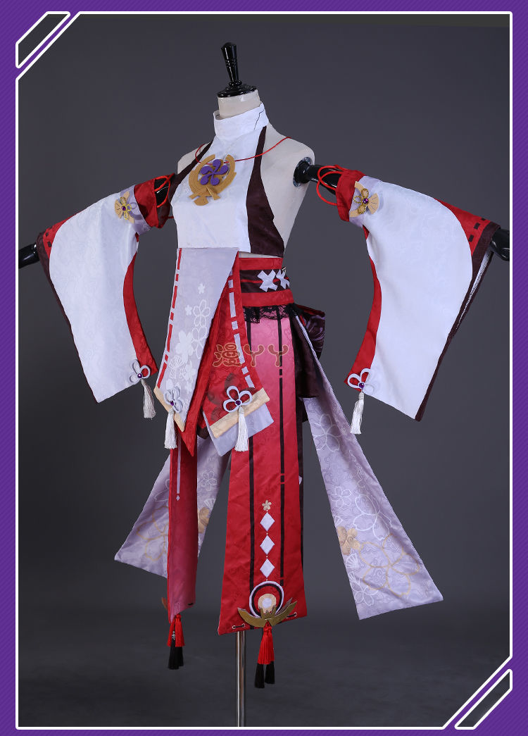 Genshin Impact Yae Miko Full Set Guuji Yae Cosplay Costume Wig Earning Headwear Ears Tail for Comic Con