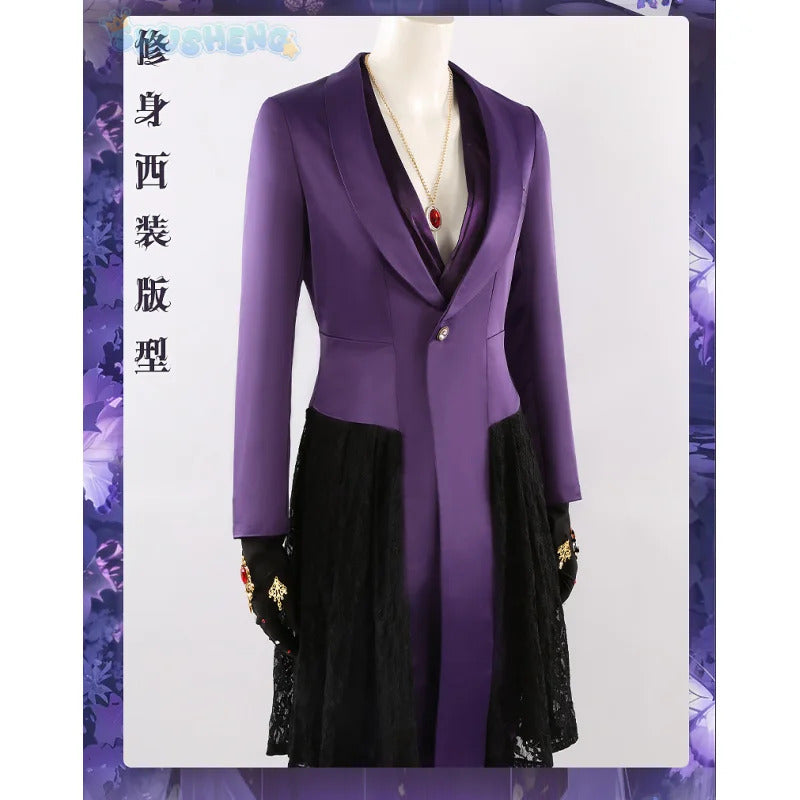 Game Twisted Wonderland Cosplay Vil Schoenheit Costume Tail necklace gloves purple gorgeous sexy dress Halloween uniform XS-XXXL