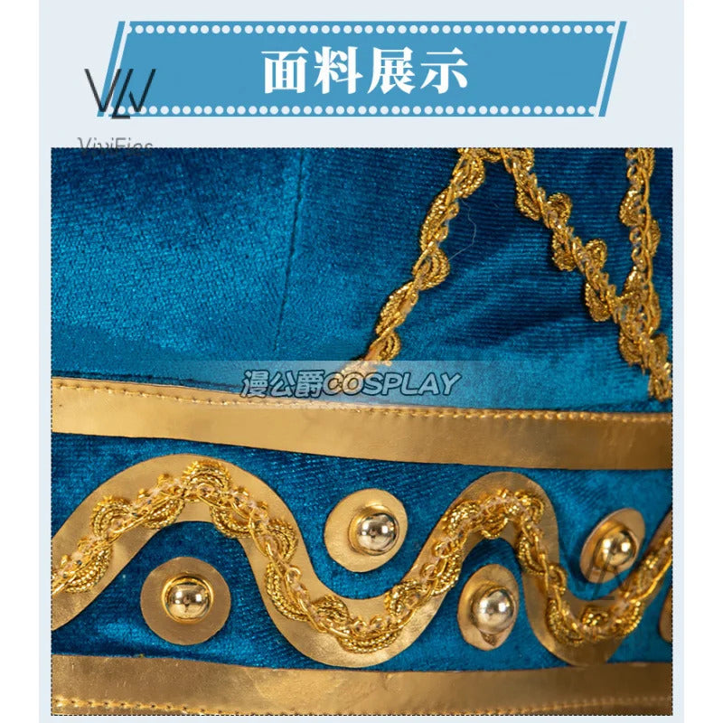Blue velvet princess dress Zelda cosplay costume woman top skirt outfit full set and wig are sold custom size