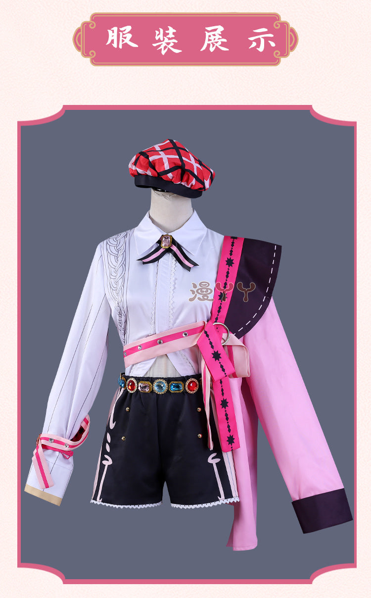 Aster Role-playing Costume Game Nu Carnival Aster Cosplay Outfits Halloween Party Set Short Pink Hair Role Play