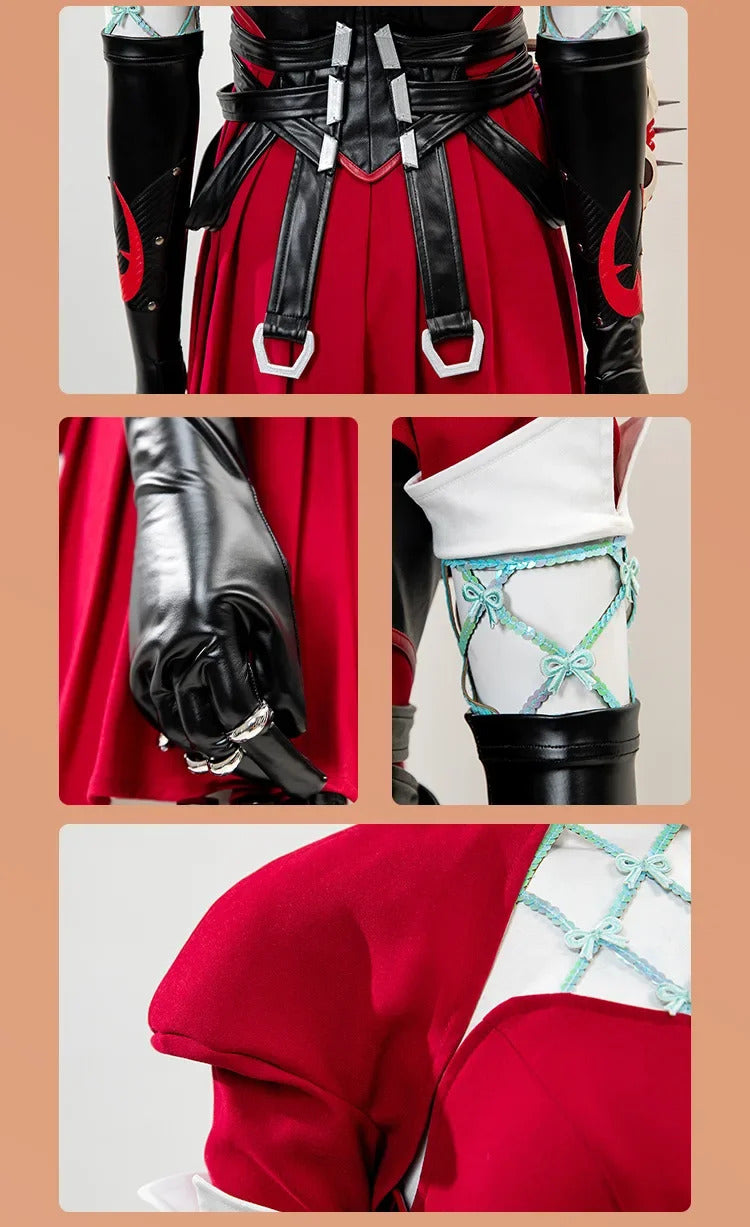Psylocke Cosplay Rivals Red Ghost Hunter Costume Hat shoes suspender dress gloves socks prop set Halloween women fantasy uniform