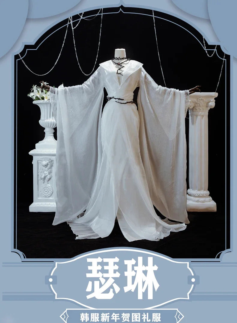 Game Path to Nowhere Shalom MBCC-S-017 Cospaly Costume Dress Coat Headwear Earrings Necklace Waist Halloween Elegant Women Set