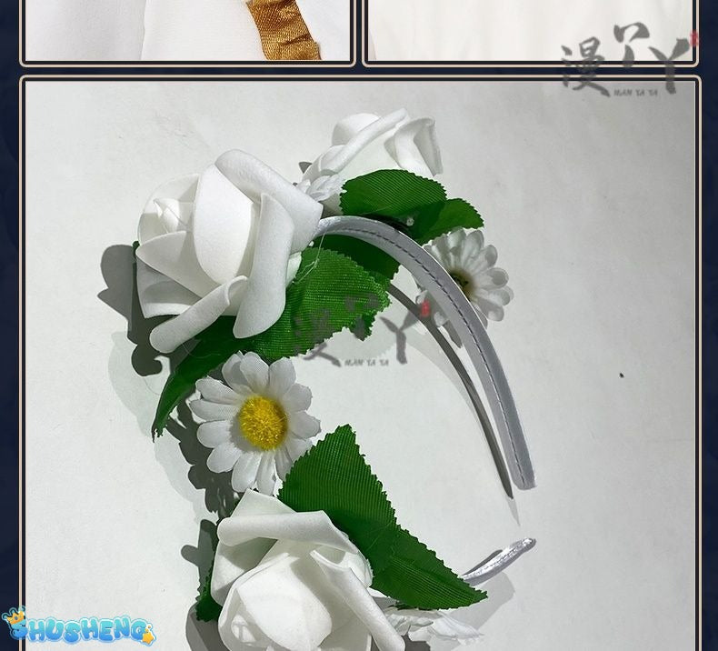 Anime Frieren: Beyond Journey's End Cosplay Costume White Flower Skirt Princess Dress Woman Sexy Masked Ball Party Suit