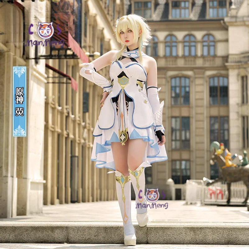 Shusheng-R Lumine Cosplay Game Genshin Impact Lumine Cosplay Costume Christmas Roleplay Costumes Wig Shoes Dress Genshin Impact Cosplay