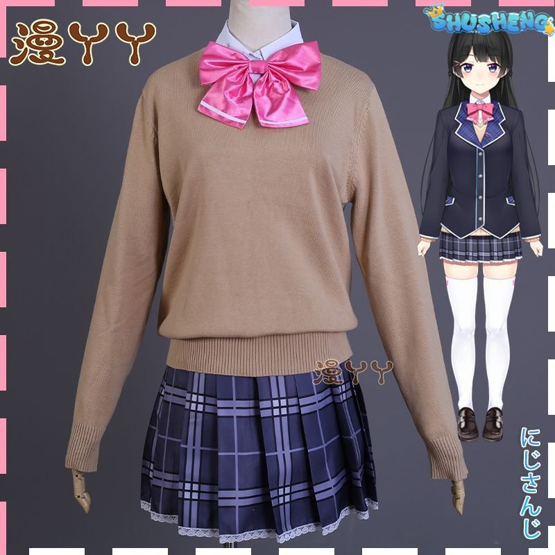 Tsukino Mito Virtual YouTuber VTuber Cosplay JK Uniform Japanese Girls Hairclip Full Set Coat Sweater Costume Woman Outfit Halloween Party