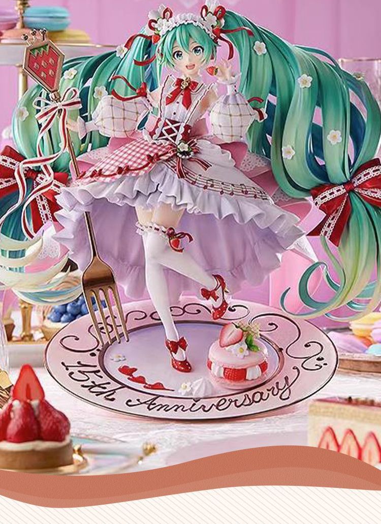 Anime Strawberry Miku 15th Anniversary Cosplay Costume Miku Lovely Lolita Dress Women Halloween Uniform Party Fancy Dress