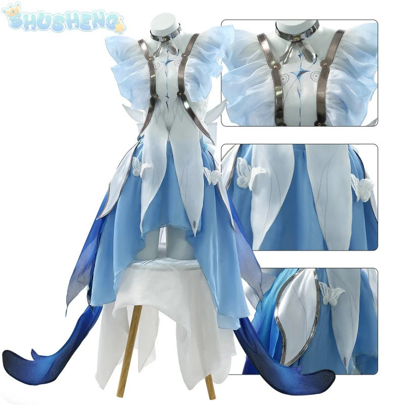 Shusheng Wuthering Waves The Shorekeeper Cosplay Costume Dress Uniform Veil Black Shores Halloween Party for Women Girls Props