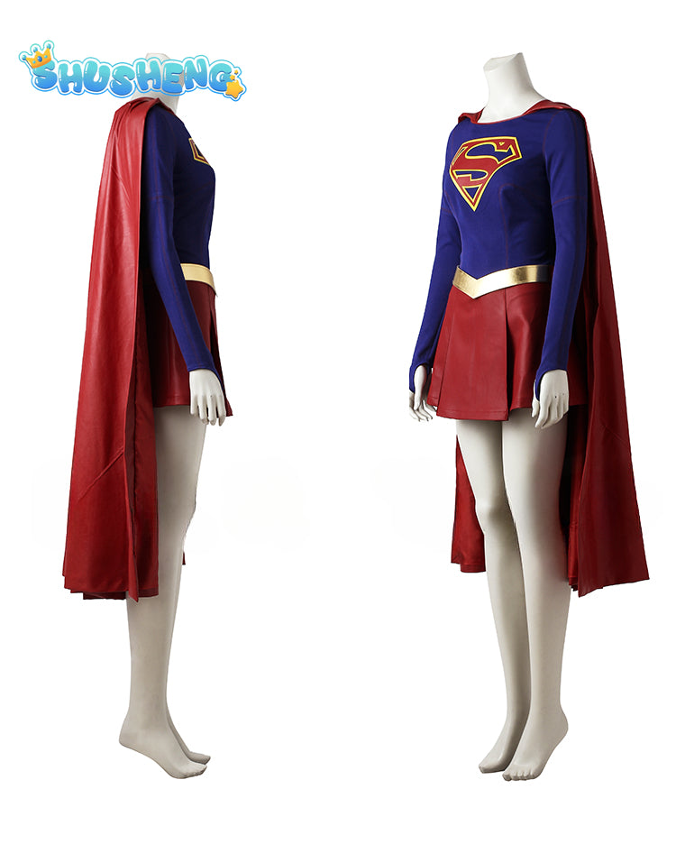 Supergirl Cosplay Outfit Superhero Kara Zor-El Danvers Halloween Costumes Jumpsuit Skirt Girl Comic Con Suit