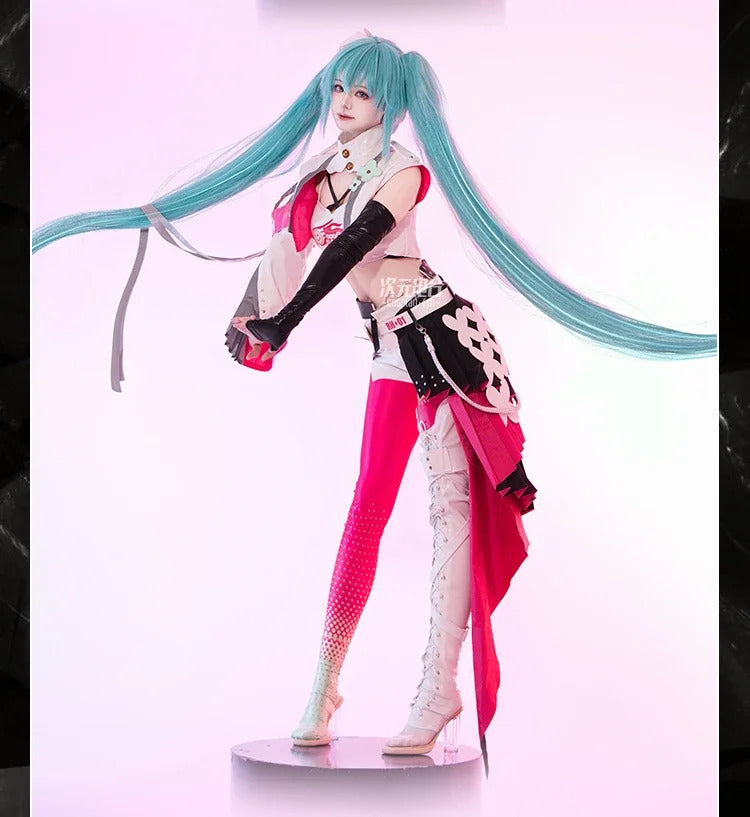 Miku Mochizuki Kei Cosplay 2025 Racing uniform Costume Halloween party new leather top, skirt, jacket, props, wig Woman set