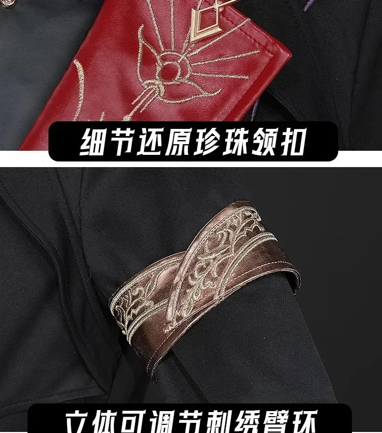 Shusheng-N Love and Deepspace Xavier Cosplay Costume Black Hunter Uniform Shimmering Moonlight Halloween Party Women Men Carnival
