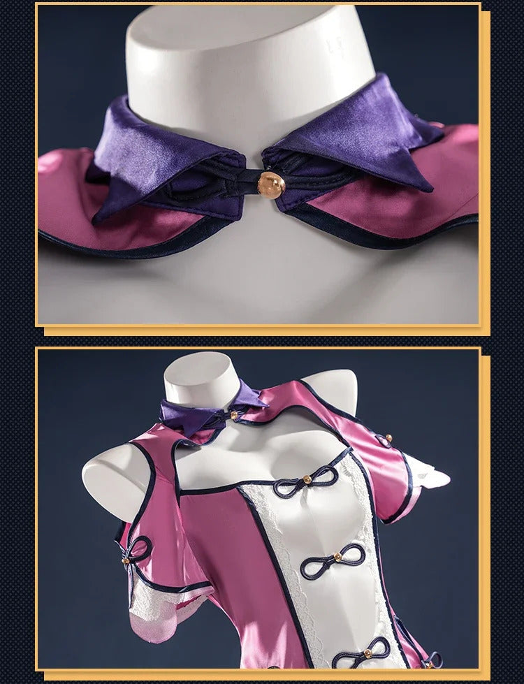 Shusheng-R Anime Date A Live Mukuro Hoshimiya Cosplay Costume Dress Spirit Form Outfit Lilac White Astral Qipao Halloween for Women Girls