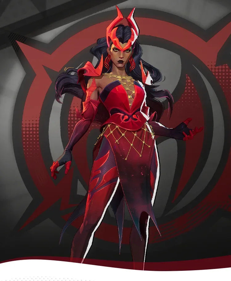 Game Rivals Scarlet Cosplay Witch Costume Emporium Matron Red Top Skirt Outfit Full Set Halloween Scarlet Fantasia Costumes