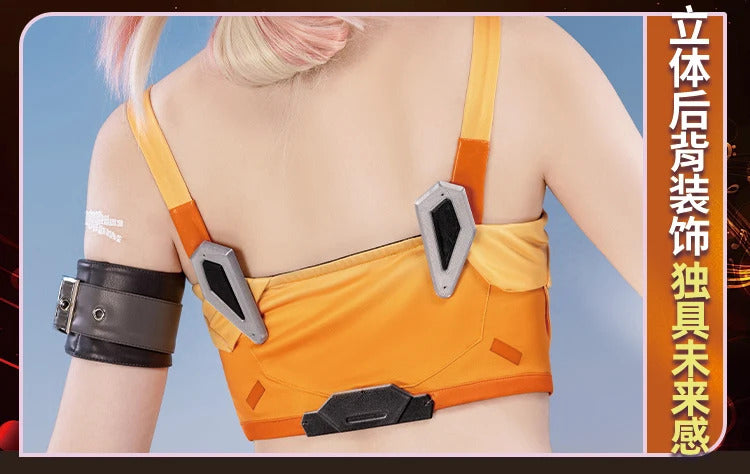 Overwatch Mercy Angela Ziegler Cosplay Linkage girl grou Costume Halloween Party Sweet Women Uniform Wig Props Accessories Set