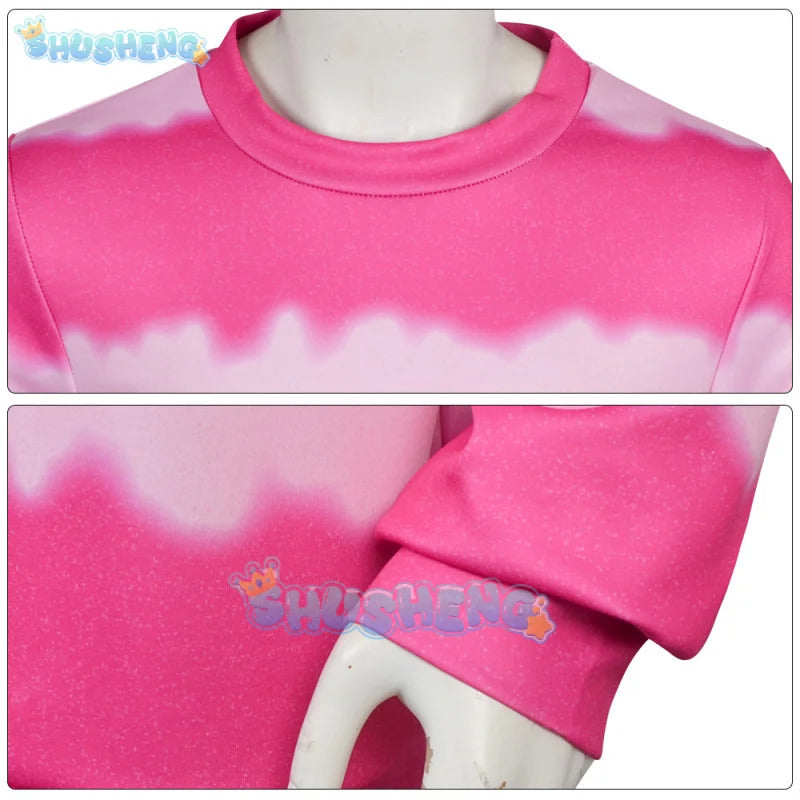 Anime KPop Demon Hunters Saja Boys Baby Saja Cosplay Costume Pink Striped Long Sleeves Uniform Halloween Party for Women Men