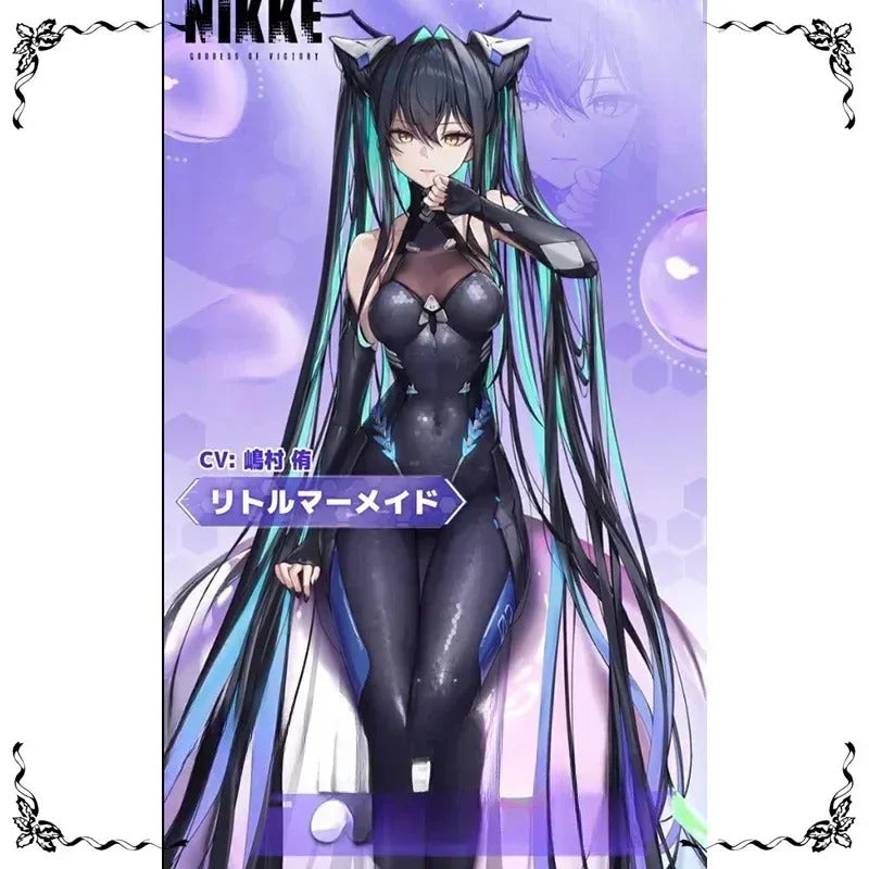 NIKKE:The Goddess of Victory Mermaid Cosplay Costume Halloween party new black leather tight fitting jumpsuit wig prop sexy set