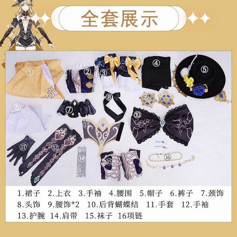 Genshin Impact Navia Cosplay Costumes Navia Caspar Wig Sunglasses Full Set High-end Fancy Dress Women Clothes