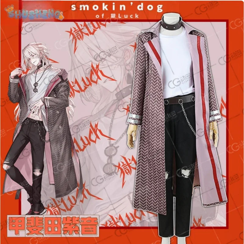 Paradox Live Shion Kaida Cosplay smokin dog Costume T-shirt jacket belt necklace pants set Halloween men women fashion uniform