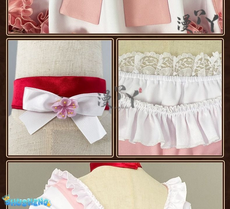 Honkai Impact 3 Cosplay Elysia Blossoming Spring Dress Lolita Cosplay Costume With Bow Game Halloween Costume