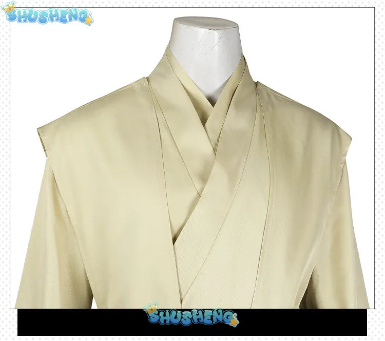 Qui Gon jinn Cosplay Men Costume Fantasia Robe Cloak Full Set Clothing Disguise Halloween Carnival Part Suit