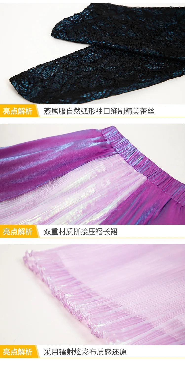 Movie Agatha Harkness Cosplay Agatha Cos All Along Costume New Elegant Dress Coat Shawl Accessories Set Christmas Party Full Set