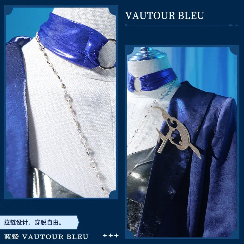 Path to Nowhere Blue Eagle Cospaly Blue vulture Costume Dress, coat, necklace, wig, prop set Halloween sexy women's uniform