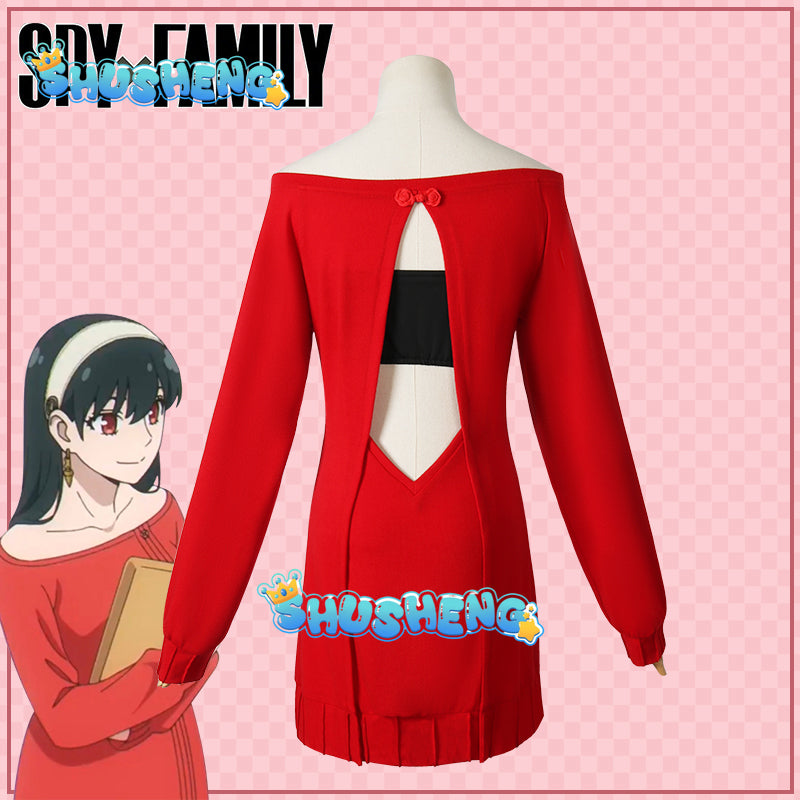 Anime FAMILY Cosplay Yor Forger Yor Briar Cosplay Costume Women Sexy Red Sweater Mini Dress Thorn Princess Costumes