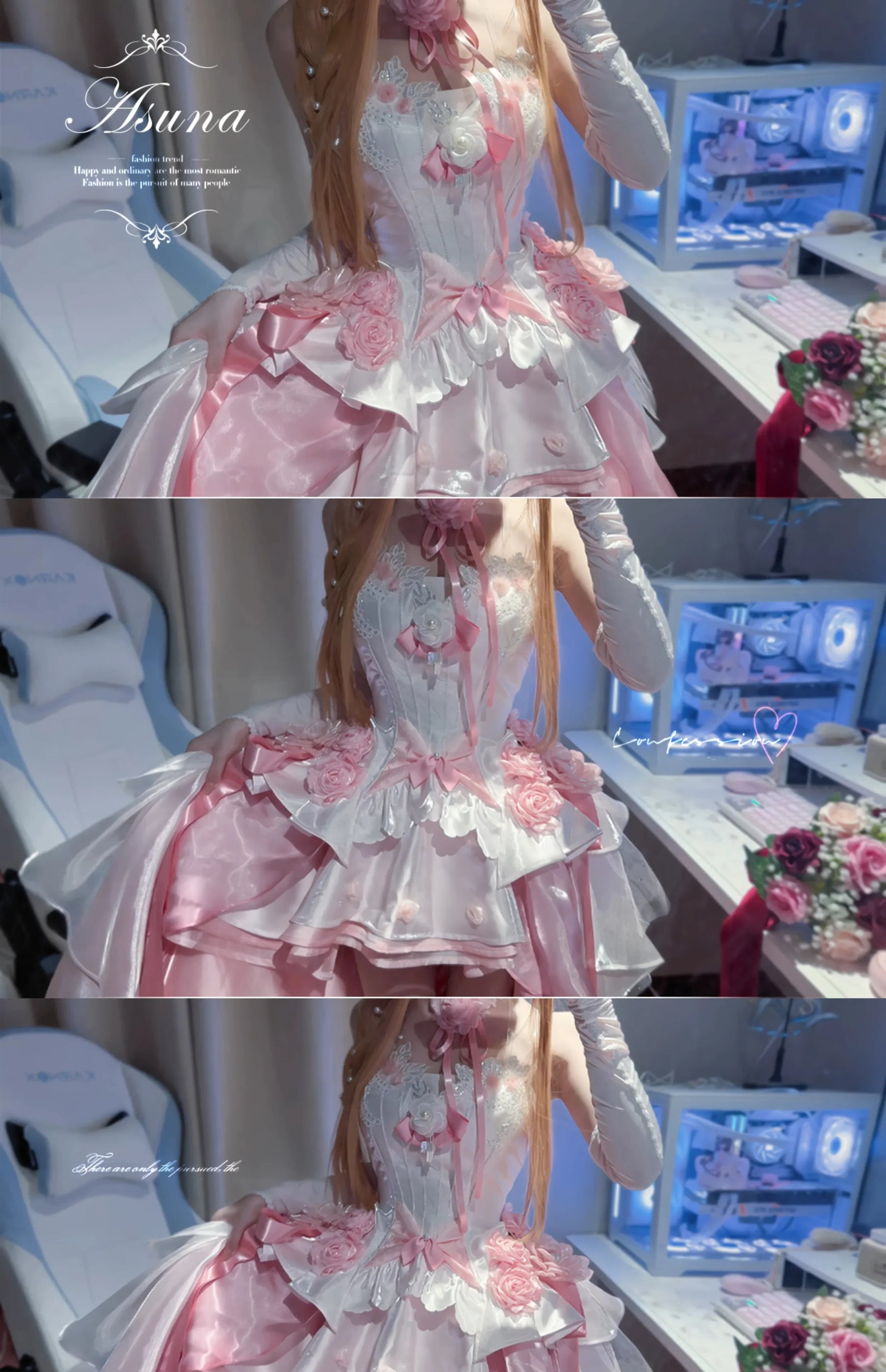 Sword Art Online Yuuki Asuna Cosplay Costume Rose Wedding Dress Uniform Halloween Carnival Party Christmas Play Role Clothing