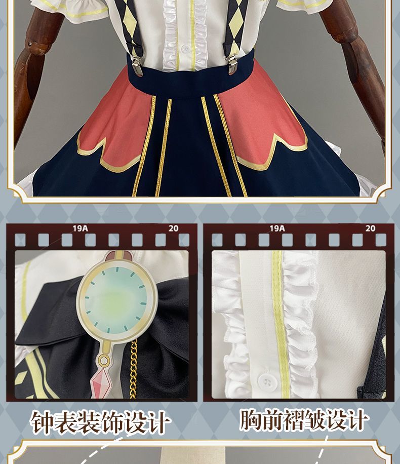Anime Virtual YouTuber Ace Taffy Cosplay Costume VTuber British Style School Uniform Shirt Strap Dress Wig Woman Cute Party Suit