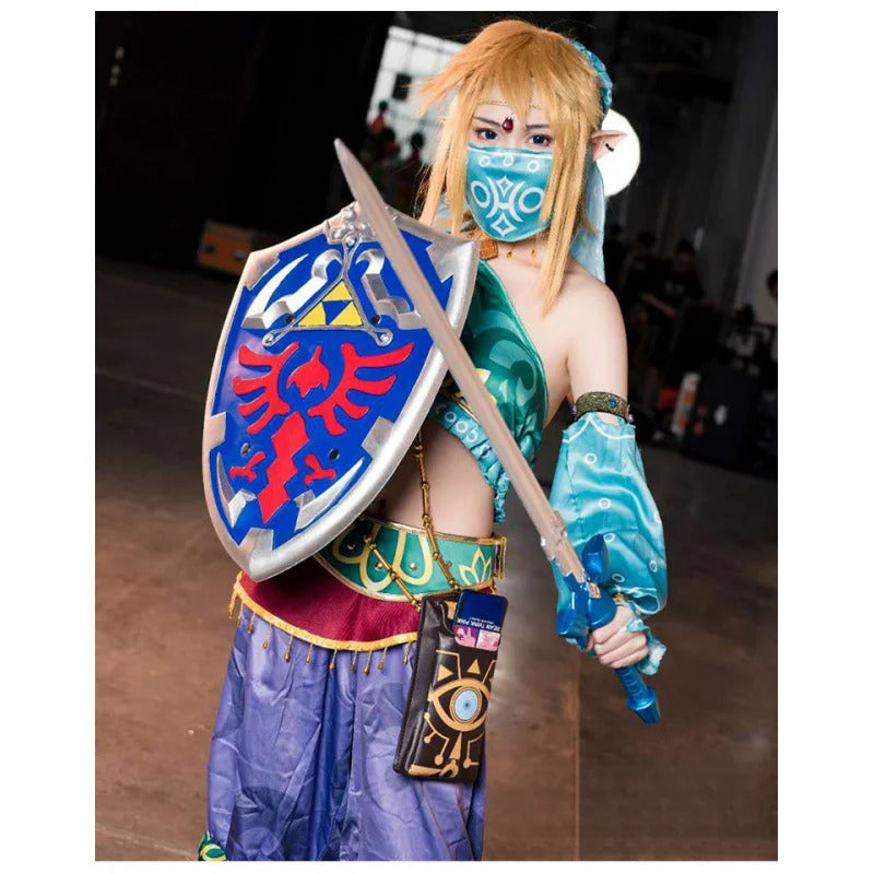 Game Link Zelda Cosplay Costume Heroes veil Wigs and ear accessories set Link Carnival Halloween for Adults Men Woman S-XXL