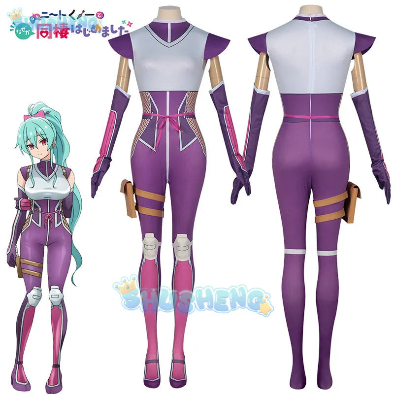 Momochi Ayame Cosplay Costume Jumpsuit Anime I'm Living with An Otaku NEET Kunoichi Headwear Halloween Party Women Girls Props