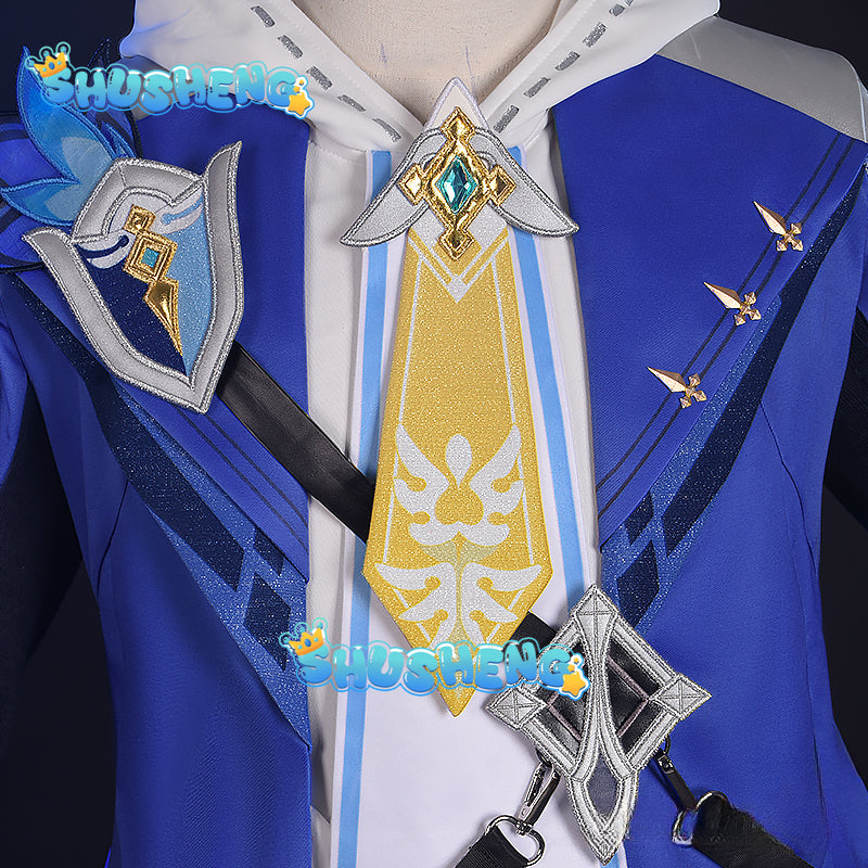 Mika Cosplay Costume Game Genshin Impact Anime Cos Outfit Wig Coat Pants Halloween Party Role Play Full Set Uniform Men Women